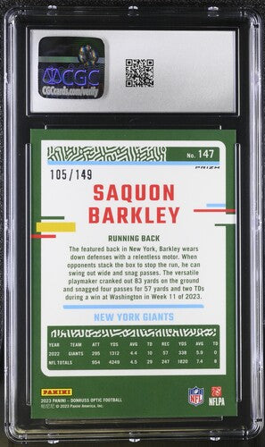 2023 Donruss Optic #147 Saquon Barkley Flex CGC 9 SC2