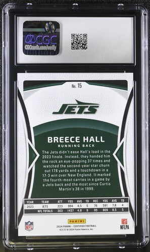 2024 Panini Certified #15 Breece Hall Mirror Gold CGC 10 Sc2