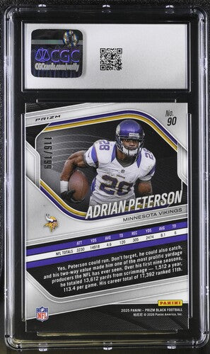 2025 PANINI PRIZM BLACK #90 ADRIAN PETERSON BLUE CGC 10 SC2