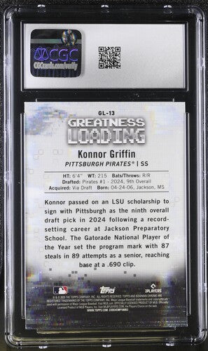 2025 Bowman Greatness Loading #GL-13 Konnor Griffin CGC 10 SC4