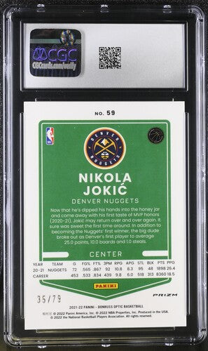 2021-22 Donruss Optic #59 Nikola Jokic Pink Velocity CGC 10 SC5