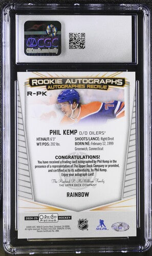 2024-2025 O-Pee-Chee Platinum Rookie Autographs #R-PK Phil Kemp Rainbow CGC 10 AUTO 10