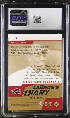 2003-04 Upper Deck LeBron's Diary #LJ5 LeBron James CGC 10 SC5