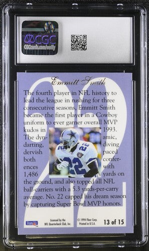 1994 Flair Hot Numbers #13 Emmitt Smith CGC 10 SC2