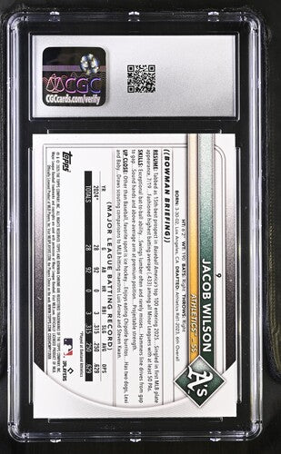 2025 Bowman #9 Jacob Wilson Red Rookie Redemption CGC 9