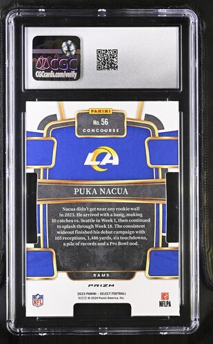 2023 Panini Select #56 Puka Nacua Red & Blue Die-Cut CGC 9.5