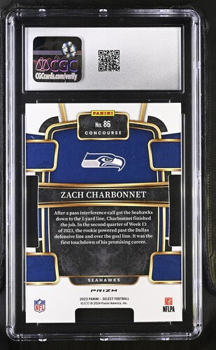 2023 Panini Select #86 Zach Charbonnet Red & Blue Die-Cut CGC 5