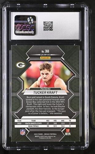 2023 Panini Mosaic #368 Tucker Kraft Green CGC 9.5