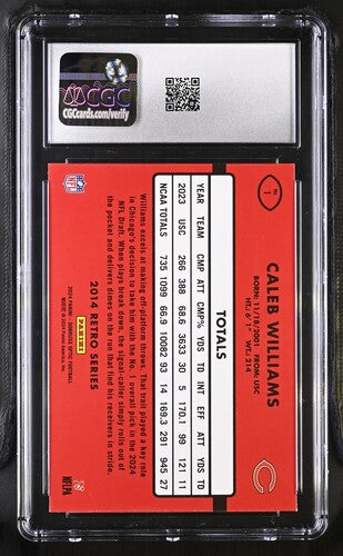 2024 PANINI DONRUSS OPTIC RETRO SERIES CALEB WILLIAMS CGC 9 SC2