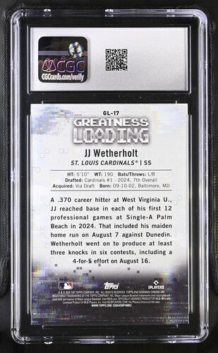 2025 Bowman Greatness Loading #GL-17 JJ Wetherholt CGC 9.5