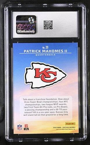 2024 PANINI CERTIFIED FRANCHISE FOUNDATIONS PATRICK MAHOMES CGC 8.5 SC2