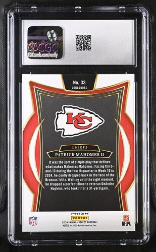 2024 Panini Select #33 Patrick Mahomes II Black & Red Shock CGC 9.5