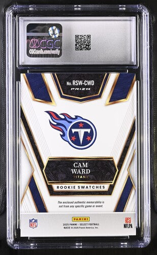 2025 PANINI SELECT ROOKIE SWATCHES CAM WARD CGC 8 SC2