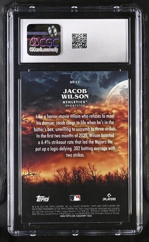 2025 Topps Chrome Update Night Terrors #NT-11 Jacob Wilson CGC 9.5