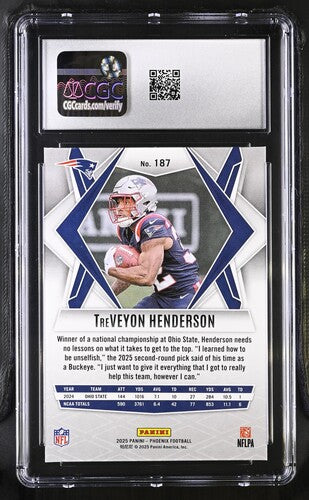 2025 Panini Phoenix #187 TreVeyon Henderson Silver Lava CGC 9