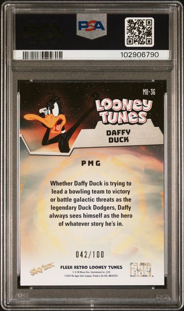 2024 Fleer Retro Looney Tunes Daffy Duck Metal Universe PMG Red 042/100 #36 PSA 7