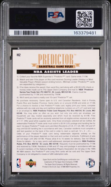 1995 UPPER DECK PREDICTOR SCORING #H2 MICHAEL JORDAN SCORING PSA 8
