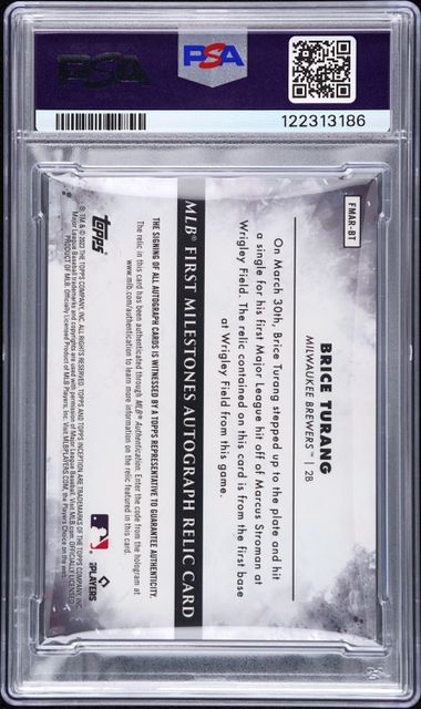 2023 Topps Inception Brice Turang MLB First Milestone Auto Relic 1/1 #FMARBT PSA 5