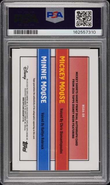 2026 TOPPS DISNEY NEON CHROME MICKEY SHORTS SHORT PRINTS DUAL AUTOGRAPHS #MSDA-DR DMNTPLS/ROBROCK M/S SP DL AUTO-RED WAVE PSA 9 AUTO 9 HS7438