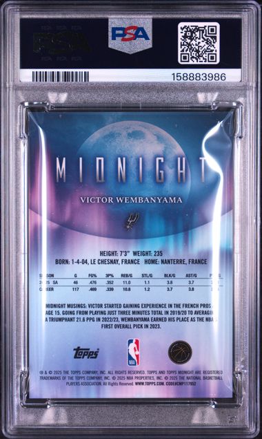 2025 TOPPS MIDNIGHT #41 VICTOR WEMBANYAMA ZODIAC PSA 8