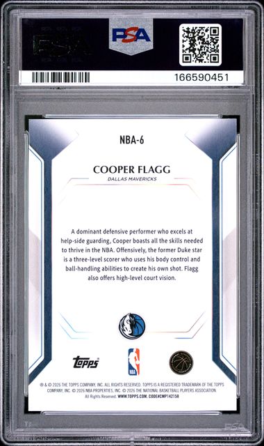 2026 TOPPS COLLECTORS KIT #NBA-6 COOPER FLAGG PSA 10 SC5