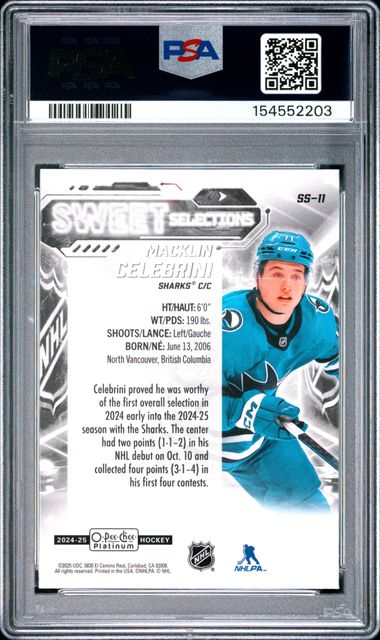 2024 UPPER DECK O-PEE-CHEE PLATINUM SWEET SELECTIONS #SS11 MACKLIN CELEBRINI PSA 10