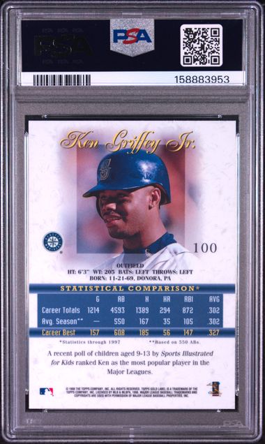 1998 TOPPS GOLD LABEL CLASS 3 #100 KEN GRIFFEY JR. CLASS 3 PSA 6