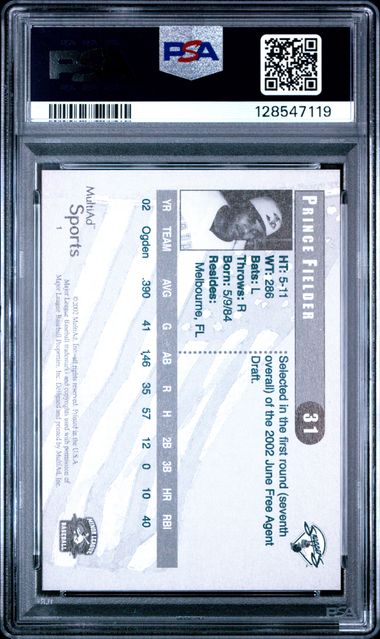 2002 MULTI-AD BELOIT SNAPPERS UPDATE #1 PRINCE FIELDER BELOIT SNAPPERS UPDATE PSA 7