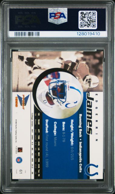 1999 Pacific Prisms Edgerrin James Holo Blue 55/80 #61 PSA 4 Colts