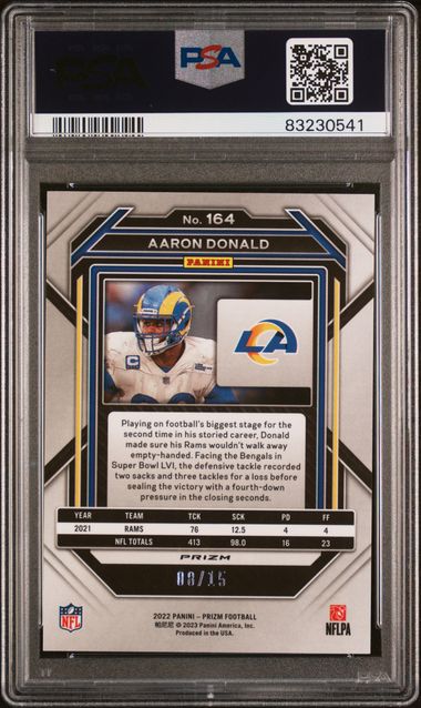 2022 PANINI PRIZM #164 AARON DONALD NO HUDDLE PINK PSA 10 SC2