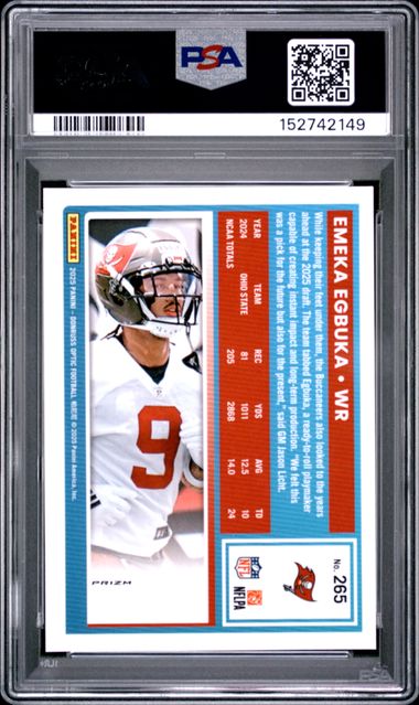 2025 PANINI DONRUSS OPTIC #265 EMEKA EGBUKA GREEN HYPER PSA 10 SC2