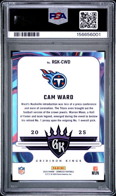 2025 Panini Donruss Cam Ward Rookie Gridiron Kings #RGK-CWD RC Titans PSA 10