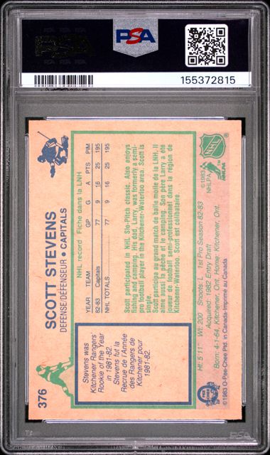 1983 O-PEE-CHEE #376 SCOTT STEVENS PSA 8