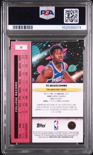 2025 Topps Cosmic Chrome VJ Edgecombe White Hole RC #35 PSA 10