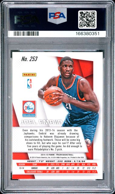 2014 PANINI PRIZM #253 JOEL EMBIID PSA 9 JR9272-51