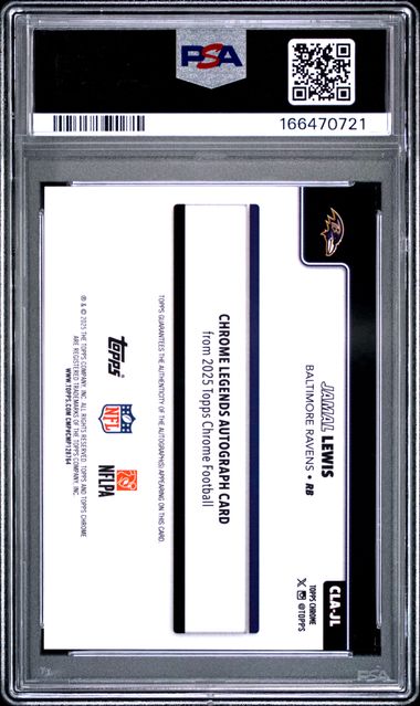 2025 TOPPS CHROME CHROME LEGENDS AUTOGRAPHS #JL JAMAL LEWIS CHR LEGENDS AUTO-GOLD REF PSA 9