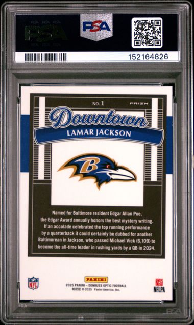 2025 DOPANININRUSS OPTIC DOWNTOWN #1 LAMAR JACKSON PSA 9