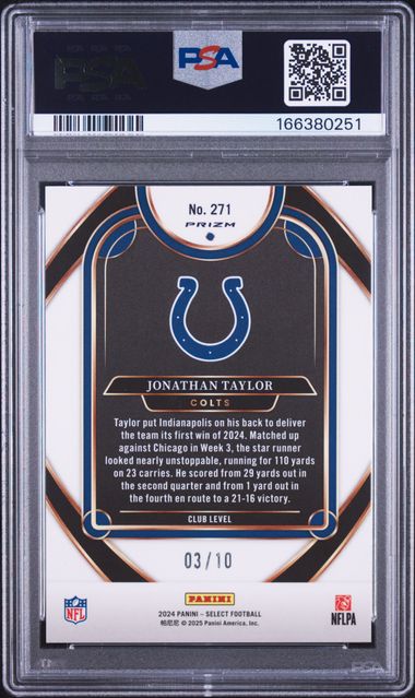 2024 PANINI SELECT #271 JONATHAN TAYLOR GOLD DISCO PSA 9 JR9272-34