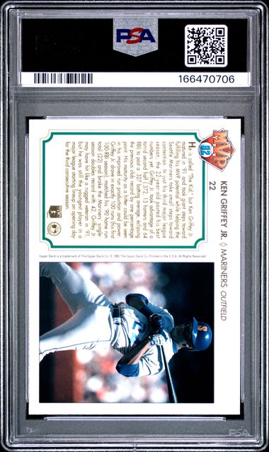 1992 UPPER DECK MVP MVP HOLOGRAMS #22 KEN GRIFFEY JR. MVP HOLOGRAMS PSA 8