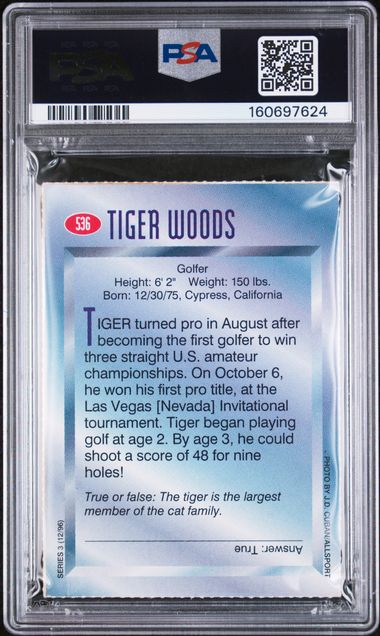 1996 S.I. FOR KIDS SERIES 3 #536 TIGER WOODS SERIES 3 PSA 6
