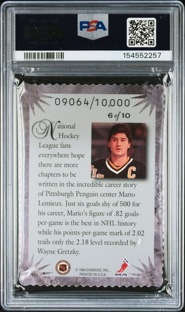 1994 DONRUSS ELITE INSERTS #6 MARIO LEMIEUX INSERTS PSA 7