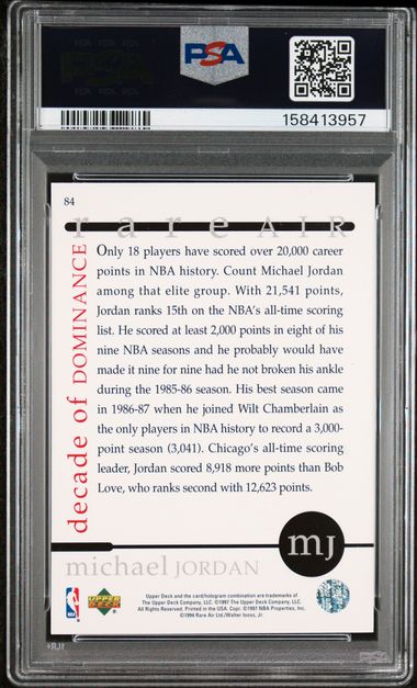 1997 UPPER DECK MJ RARE AIR #84 MICHAEL JORDAN RARE AIR "Menendez Brothers" PSA 10