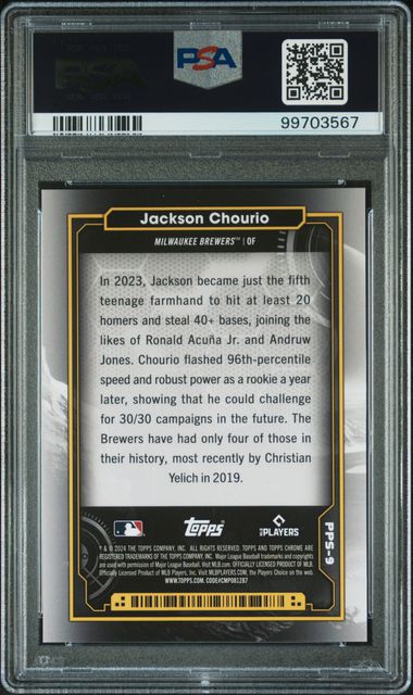2024 TOPPS COSMIC CHROME PLANETARY PURSUIT #9 JACKSON CHOURIO PLANETARY PURSUIT-THE SUN PSA 10 SC4