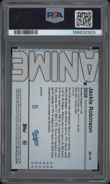 2026 BOWMAN CHROME ANIME #BA-19 JACKIE ROBINSON PSA 9 SC4