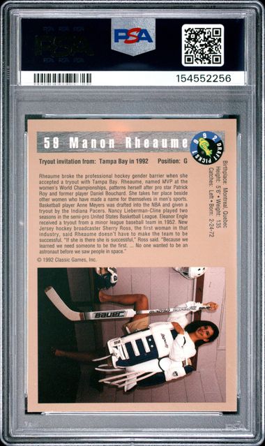 1992 CLASSIC DRAFT PICKS #59 MANON RHEAUME GOLD PSA 8