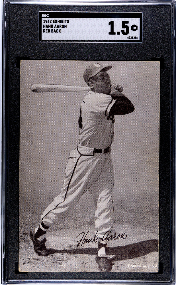 1962 Exhibits Hank Aaron Red Back SGC 1.5