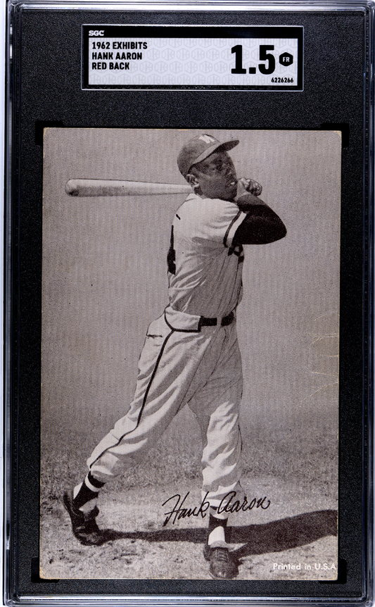 1962 Exhibits Hank Aaron Red Back SGC 1.5