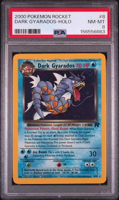 2000 POKEMON ROCKET #8 DARK GYARADOS-HOLO PSA 8 SC1