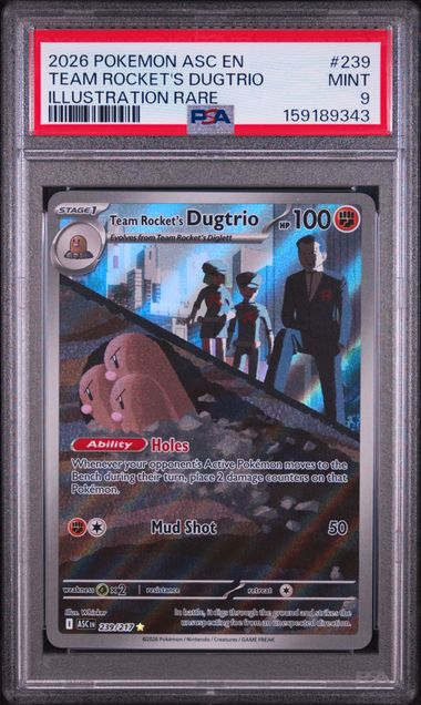 2026 POKEMON ASC EN-ASCENDED HEROES #239 TEAM ROCKET'S DUGTRIO ILLUSTRATION RARE PSA 9 SC1