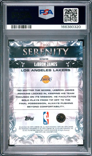 2025 TOPPS CHROME SERENITY #SY-2 LeBRON JAMES SERENITY-REFRACTOR PSA 10 JR9272-87